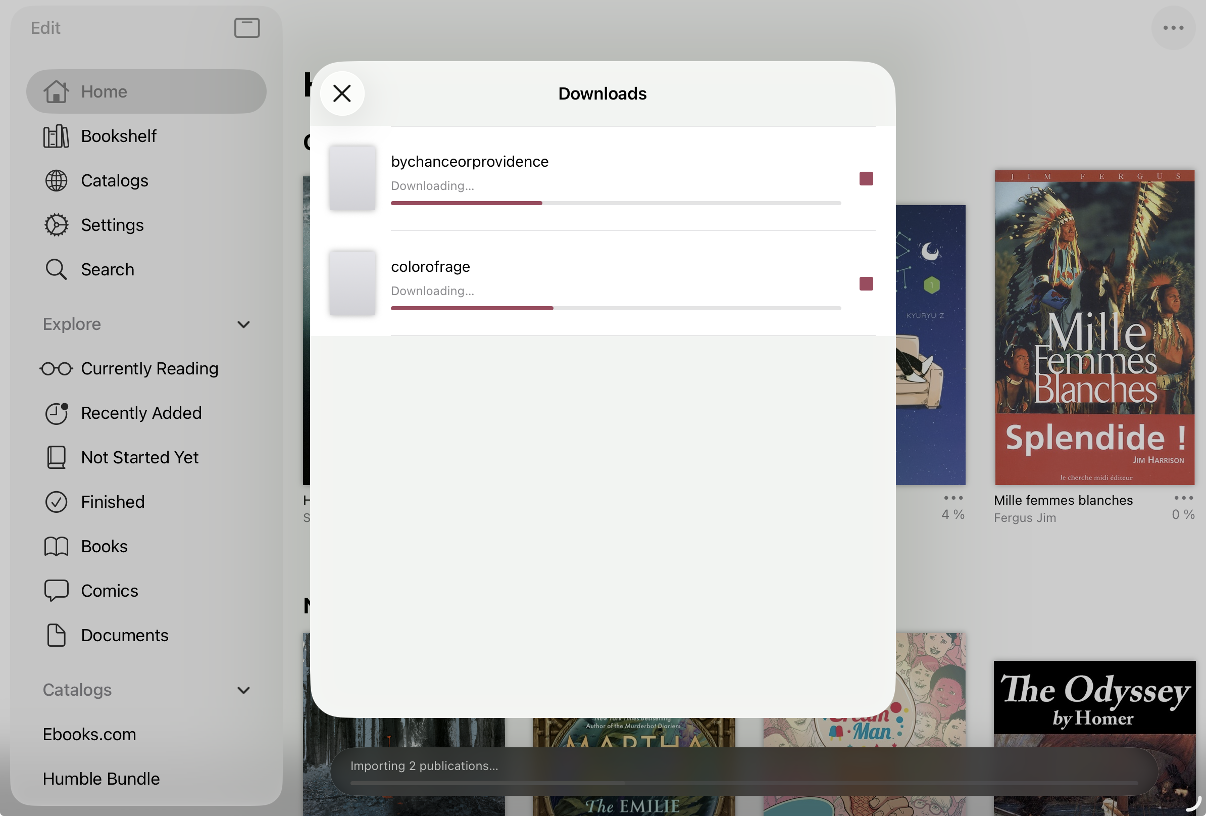 Download manager and view while downloading multiple publications