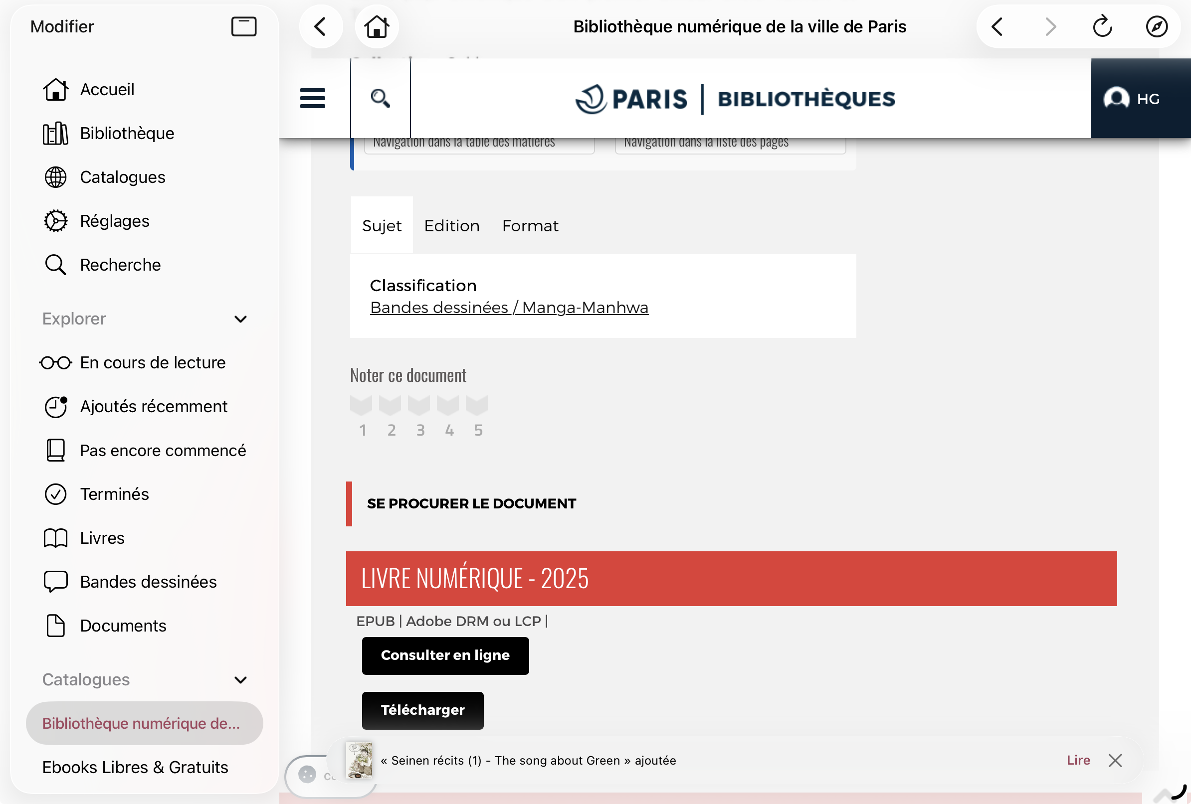 Capture d'écran affichant le dialogue visible à la fin d'un téléchargement